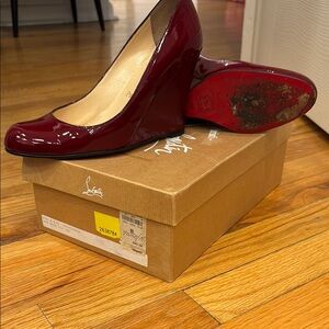 Christian Louboutin Burgundy Patent Wedge Heels